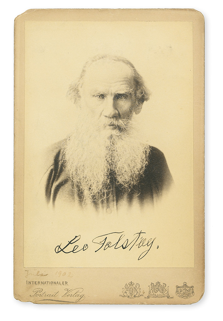 TOLSTOY, LEO. Photograph Signed, cabinet card,